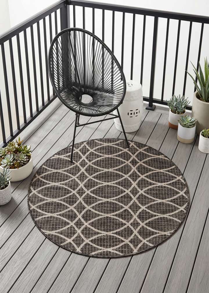 3' x 3' Easy-Clean Lattice Indoor / Outdoor Round Rug