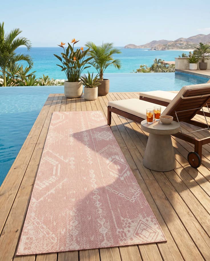 Detail image of 2' 7 x 12' Easy-Clean Bohemian Indoor / Outdoor Runner Rug