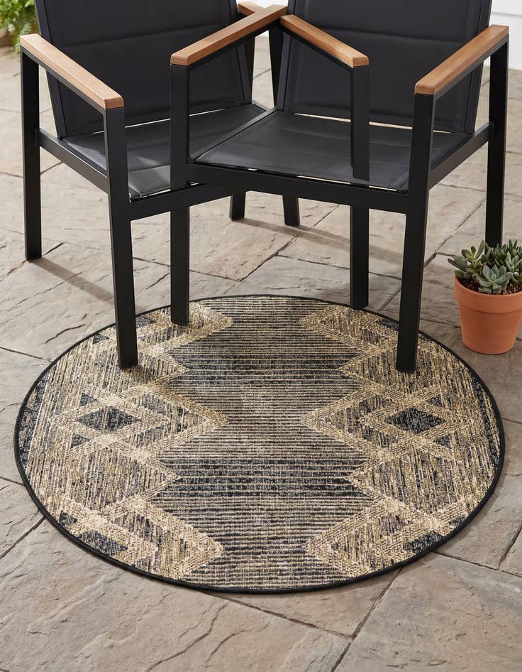 Detail image of 3' x 3' Easy-Clean Modern Indoor / Outdoor Round Rug