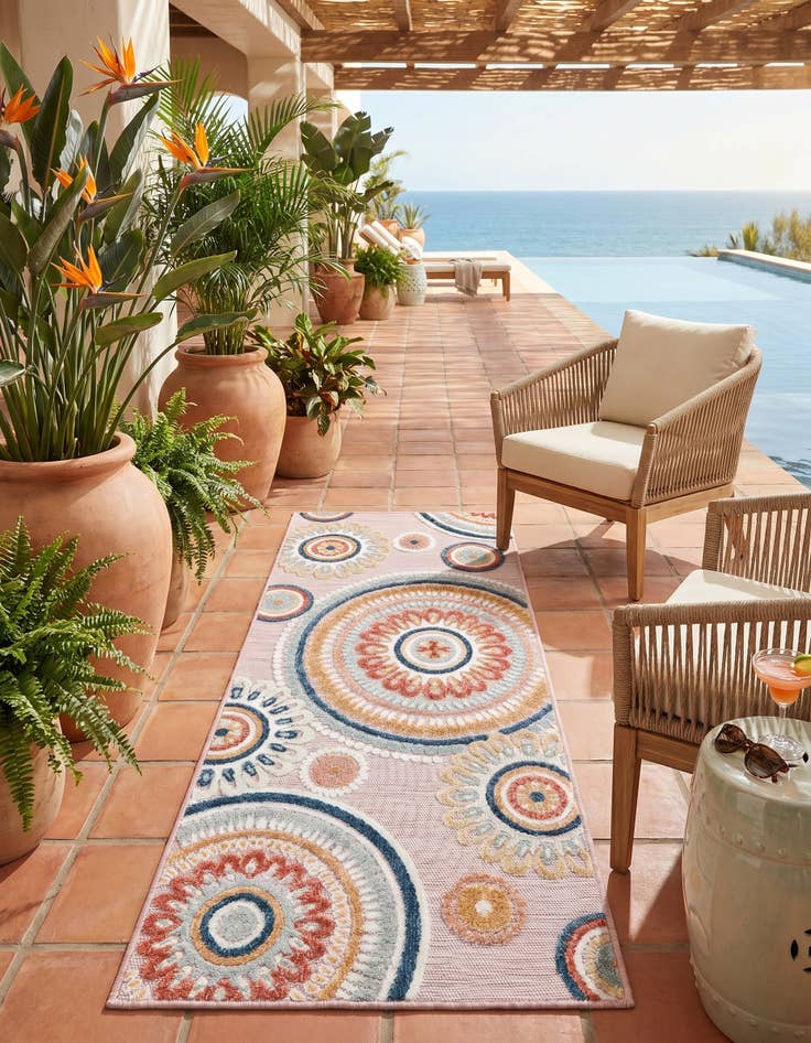 Detail image of 2' 2 x 5' 3 Easy-Clean Botanical Indoor / Outdoor Runner Rug