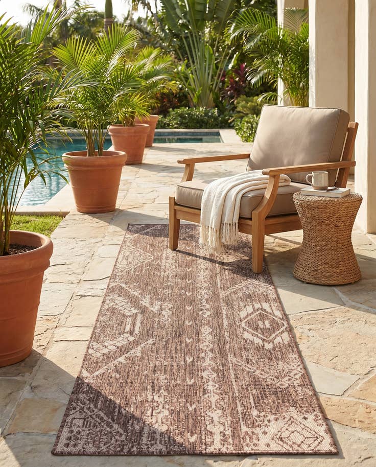 Detail image of 2' x 8' Easy-Clean Bohemian Indoor / Outdoor Runner Rug