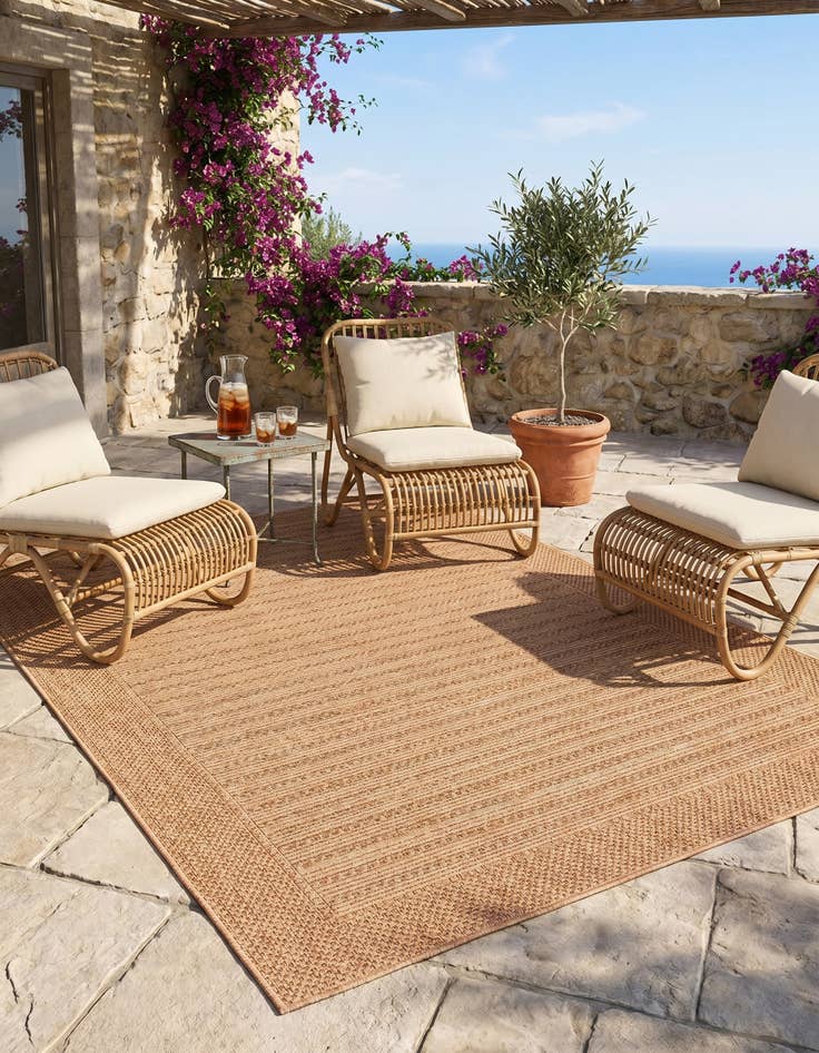 Detail image of 5' 3 x 8' Easy-Clean Border Indoor / Outdoor Rug