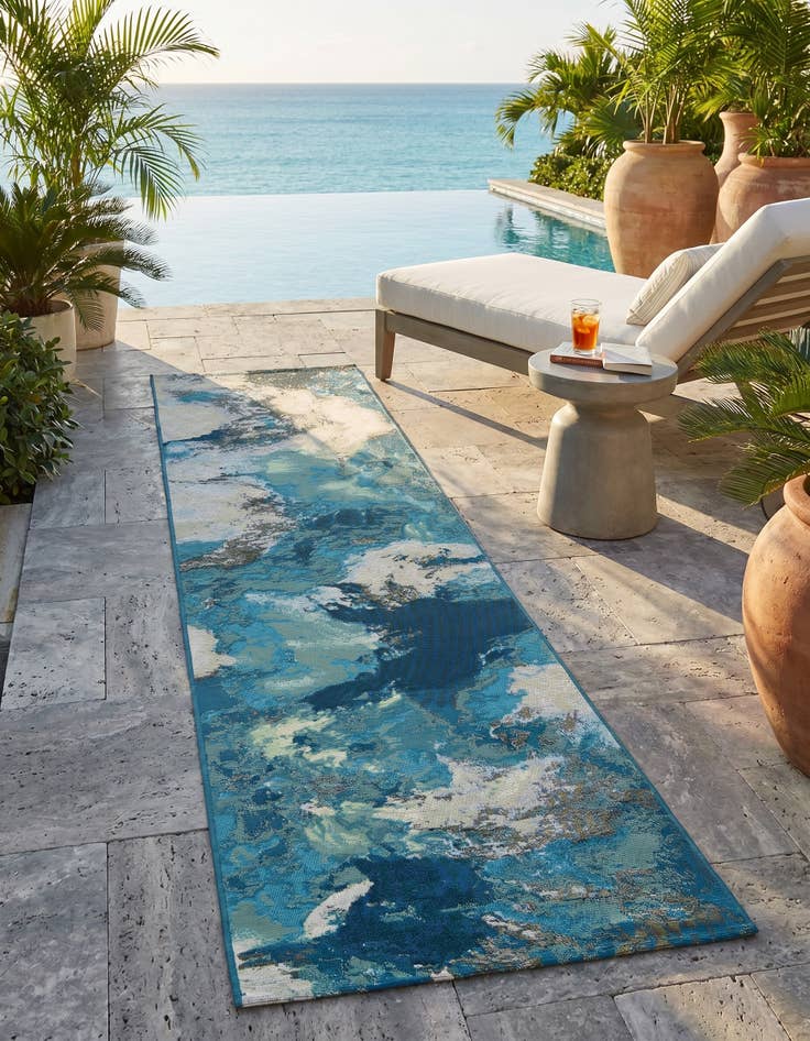 Detail image of 2' 7 x 10' Easy-Clean Modern Indoor / Outdoor Runner Rug