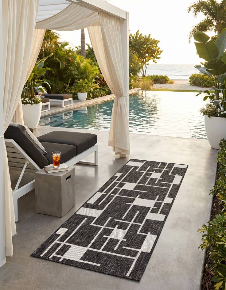 Detail image of 2' x 5' 3 Easy-Clean Modern Indoor / Outdoor Runner Rug