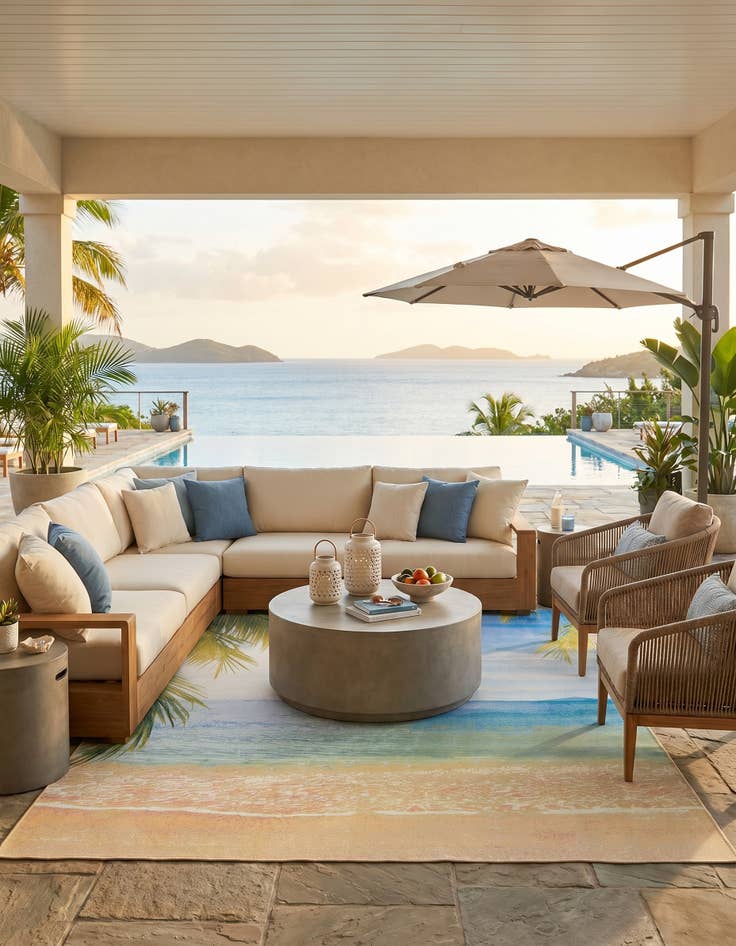 Detail image of 10' x 12' Easy-Clean Coastal Indoor / Outdoor Rug