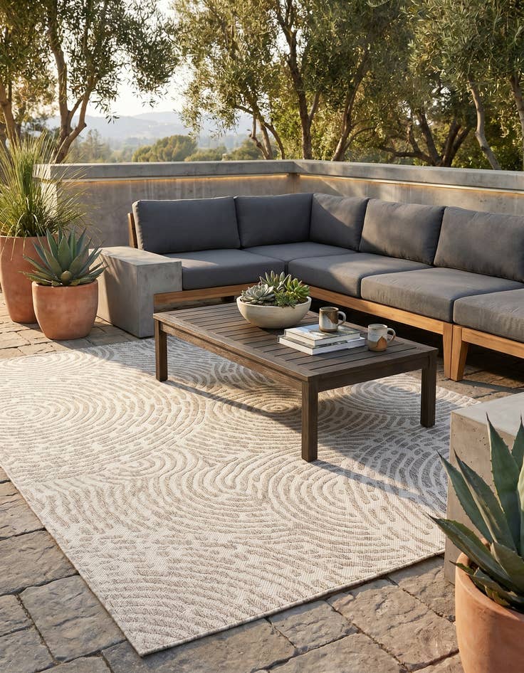 Detail image of 5' 3 x 7' Easy-Clean Modern Indoor / Outdoor Rug