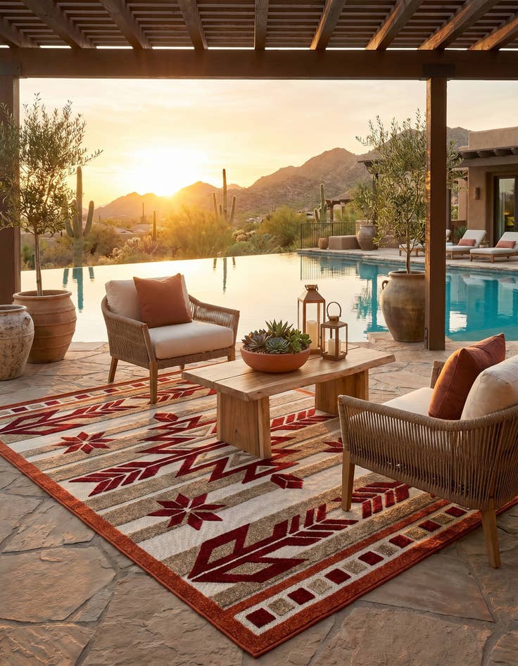 Detail image of 5' x 8' Easy-Clean Modern Indoor / Outdoor Rug