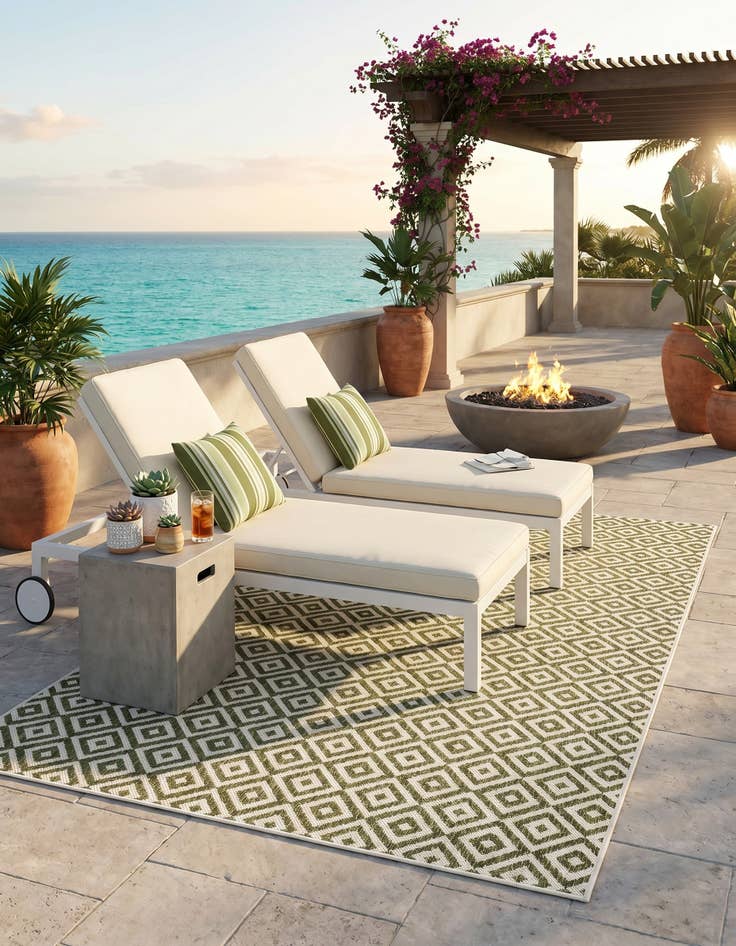 Detail image of 5' 3 x 8' Easy-Clean Jill Zarin Costa Rica Indoor / Outdoor Rug