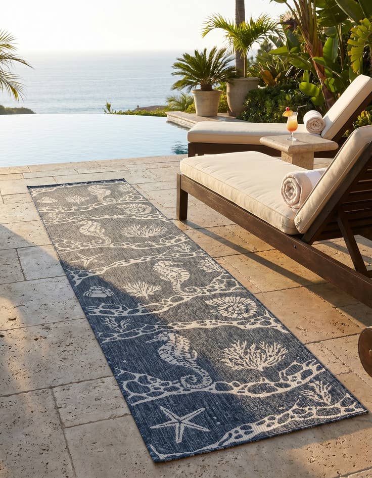 Detail image of 2' 7 x 12' Easy-Clean Coastal Indoor / Outdoor Runner Rug
