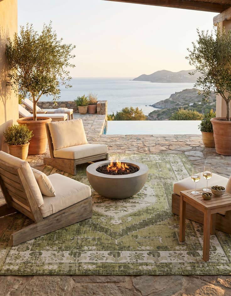 Detail image of 7' x 10' Easy-Clean Traditional Indoor / Outdoor Rug