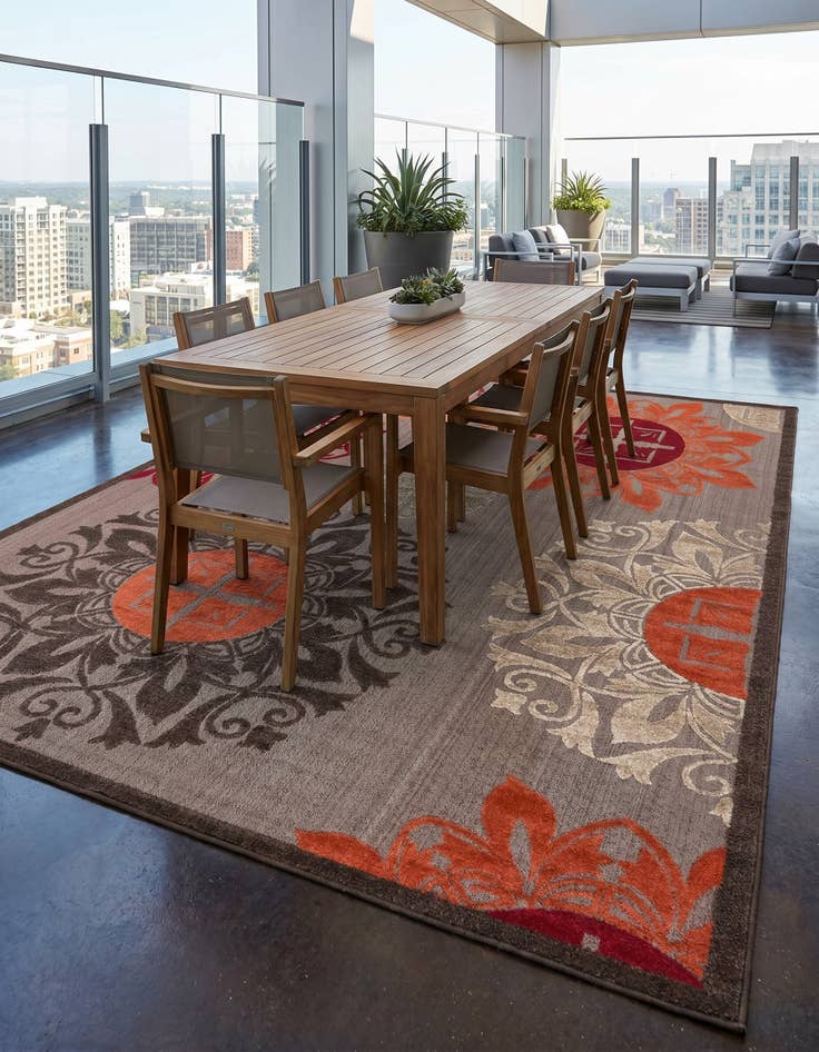 Detail image of 9' x 12' 2 Easy-Clean Modern Indoor / Outdoor Rug