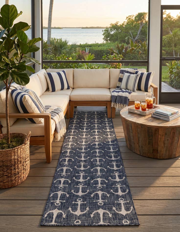 Detail image of 2' 7 x 12' Easy-Clean Coastal Indoor / Outdoor Runner Rug