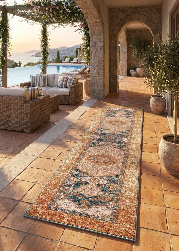 2' x 8' Easy-Clean Traditional Indoor / Outdoor Runner Rug