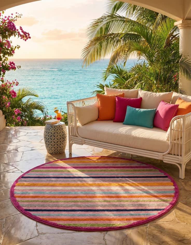 Detail image of 5' 3 x 5' 3 Easy-Clean Aruba Indoor / Outdoor Round Rug