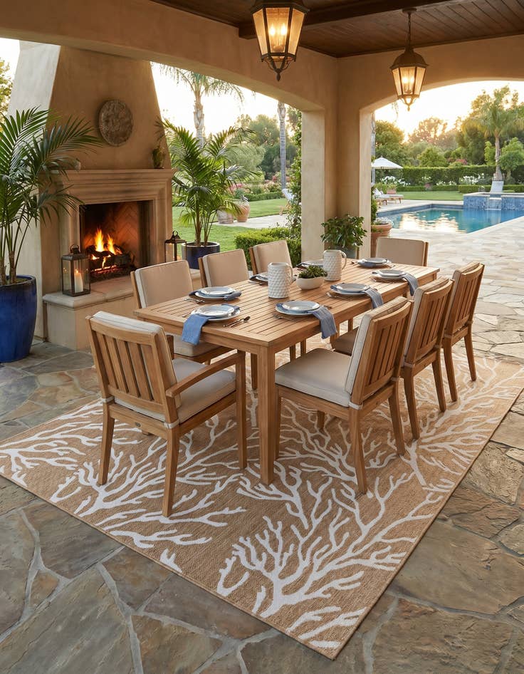 Detail image of 7' 10 x 10' Easy-Clean Coastal Indoor / Outdoor Rug