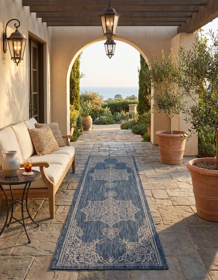 Detail image of 2' x 8' Easy-Clean Traditional Indoor / Outdoor Runner Rug