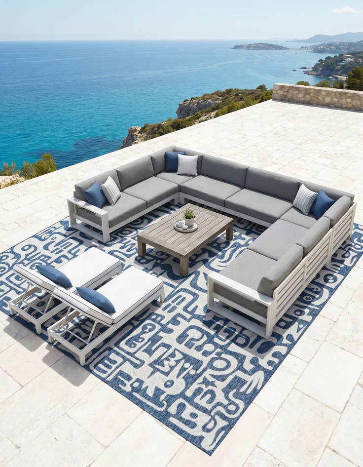 Detail image of 13' x 13' Easy-Clean Modern Indoor / Outdoor Square Rug