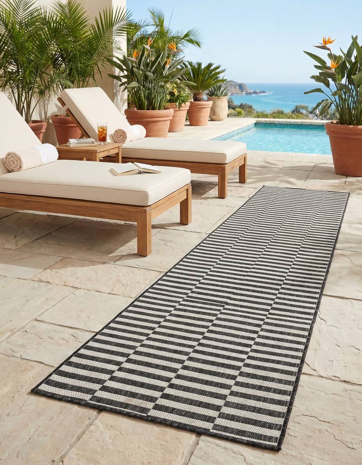 Detail image of 2' 7 x 10' Easy-Clean Striped Indoor / Outdoor Runner Rug