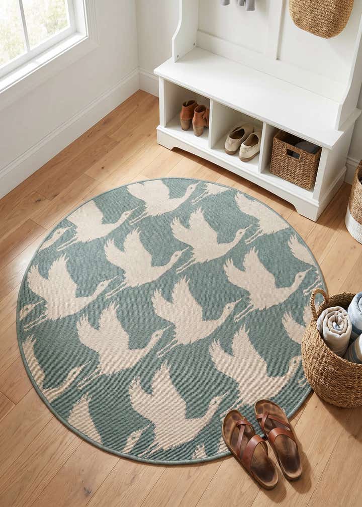 4' x 4' Easy-Clean Coastal Indoor / Outdoor Round Rug