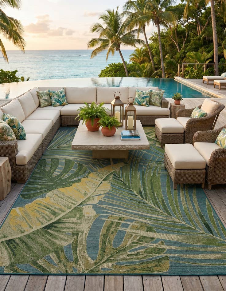 Detail image of 10' x 14' 2 Easy-Clean Botanical Indoor / Outdoor Rug