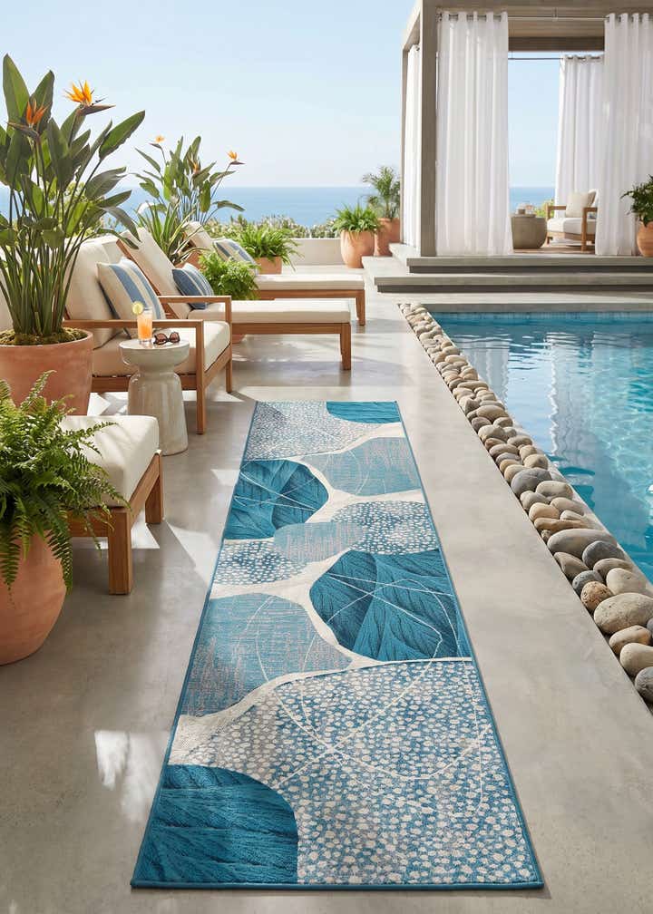 2' 7 x 12' Easy-Clean Modern Indoor / Outdoor Runner Rug