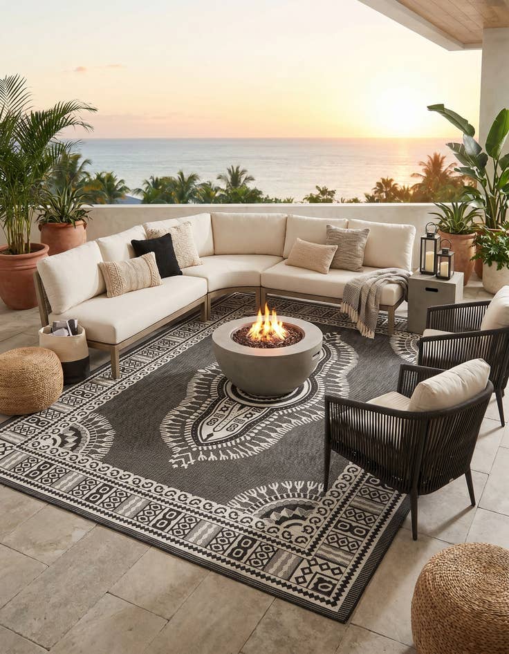 Detail image of 7' 10 x 10' Easy-Clean Traditional Indoor / Outdoor Rug