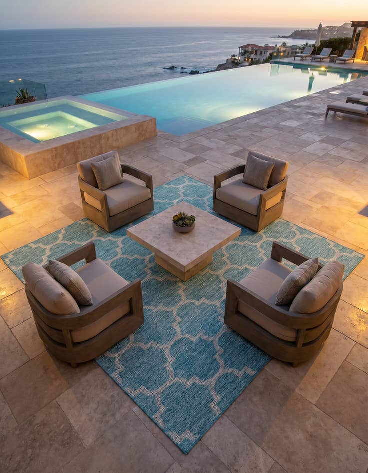 Detail image of 7' 10 x 7' 10 Easy-Clean Trellis Indoor / Outdoor Square Rug