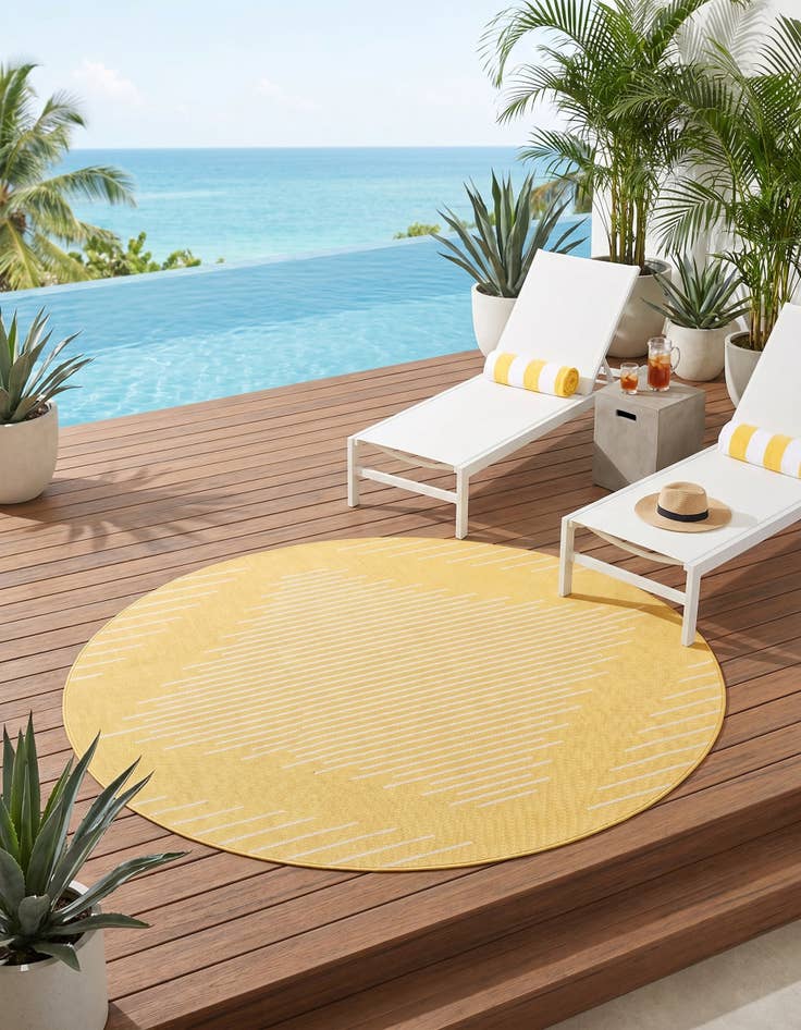 Detail image of 6' x 6' Easy-Clean Modern Indoor / Outdoor Round Rug