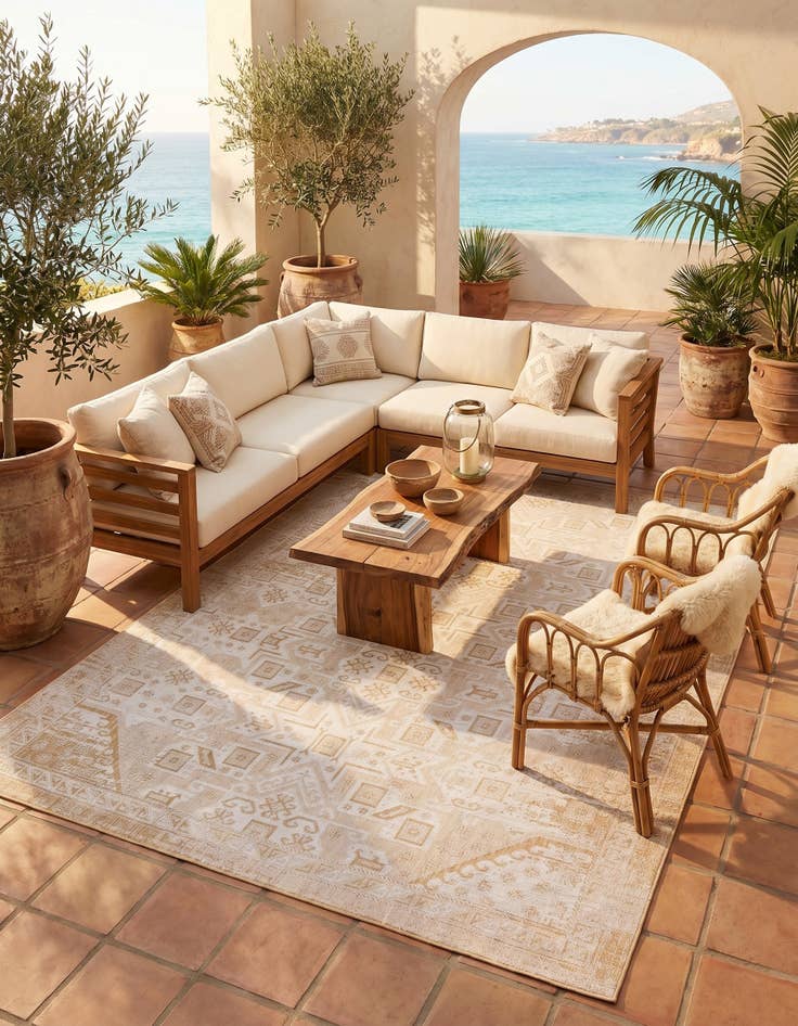 Detail image of 10' x 14' Easy-Clean Aztec Indoor / Outdoor Rug