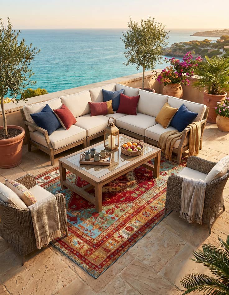 Detail image of 5' 3 x 8' Easy-Clean Traditional Indoor / Outdoor Rug