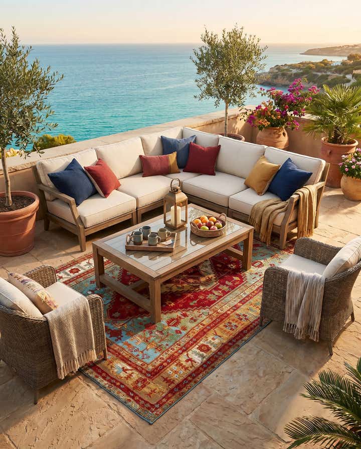 5' 3 x 8' Easy-Clean Traditional Indoor / Outdoor Rug