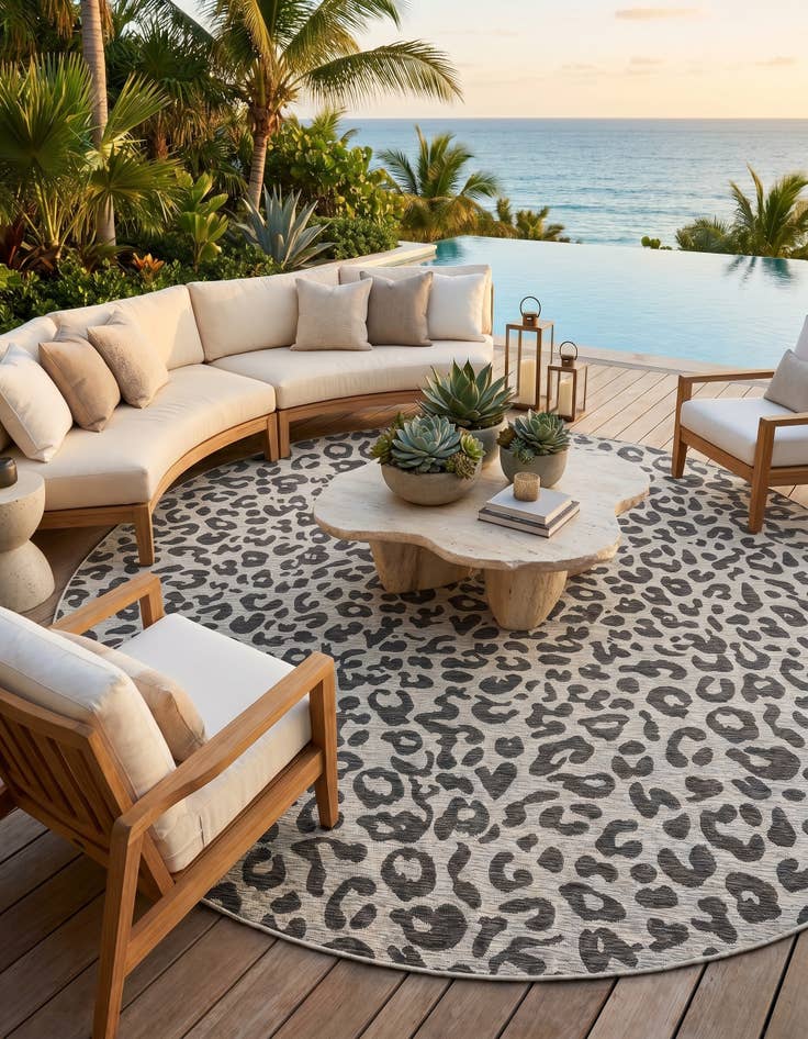 Detail image of 13' x 13' Easy-Clean Safari Indoor / Outdoor Round Rug