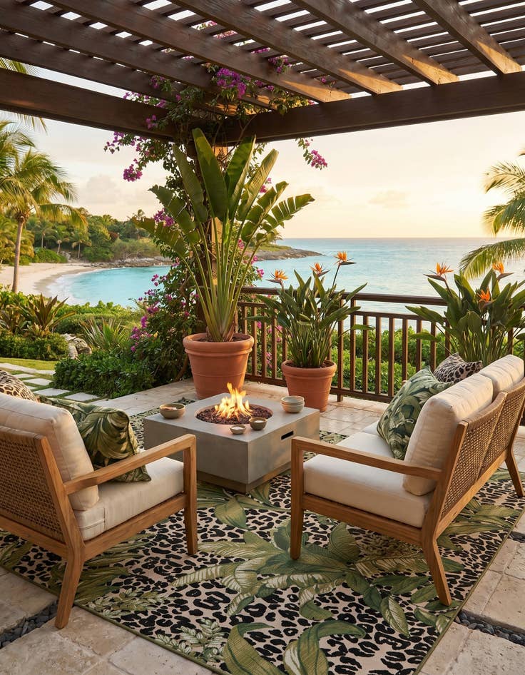 Detail image of 7' 10 x 10' Easy-Clean Botanical Indoor / Outdoor Rug