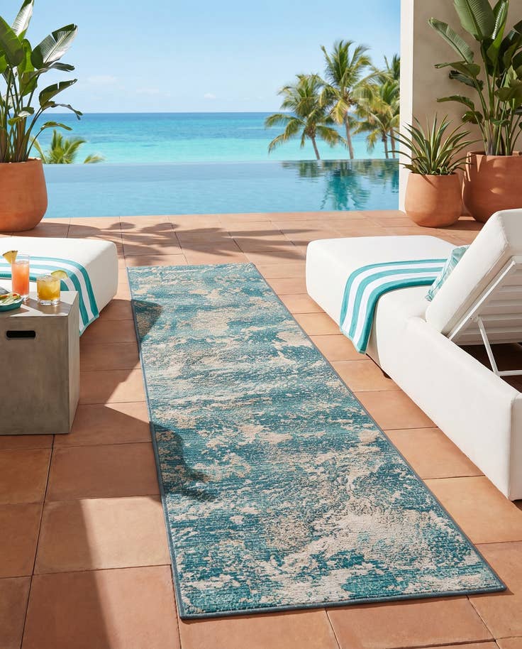 Detail image of 2' x 8' Easy-Clean Modern Indoor / Outdoor Runner Rug