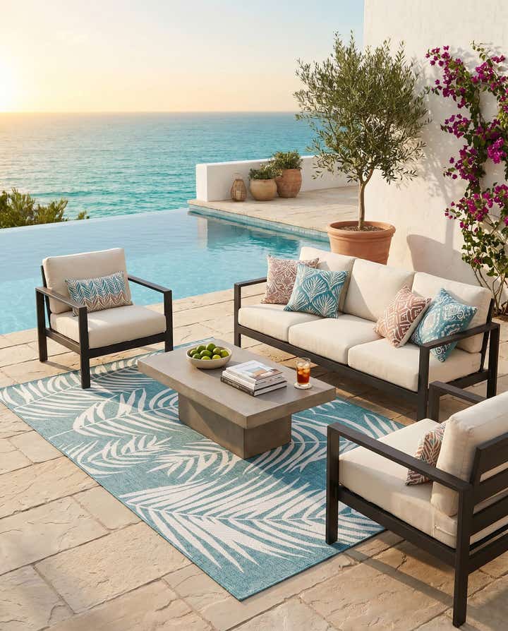 5' 3 x 8' Easy-Clean Botanical Indoor / Outdoor Rug