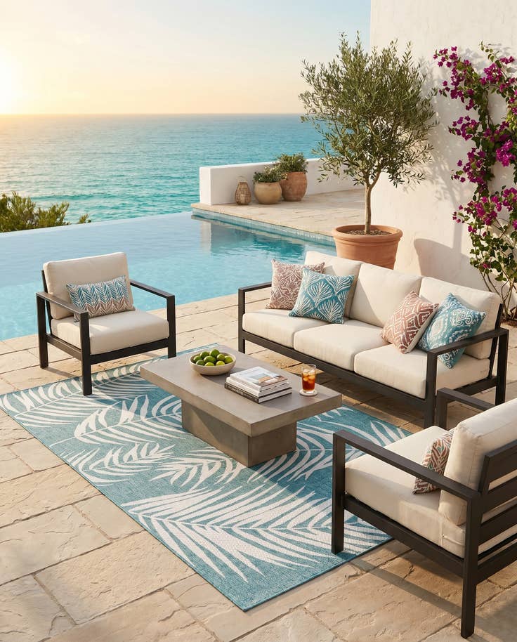 Detail image of 5' 3 x 8' Easy-Clean Botanical Indoor / Outdoor Rug