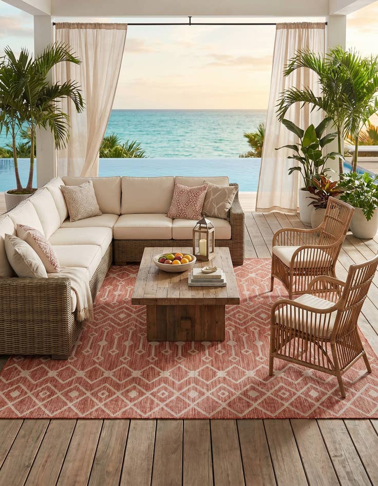 Detail image of 7' 10 x 7' 10 Easy-Clean Lattice Indoor / Outdoor Square Rug