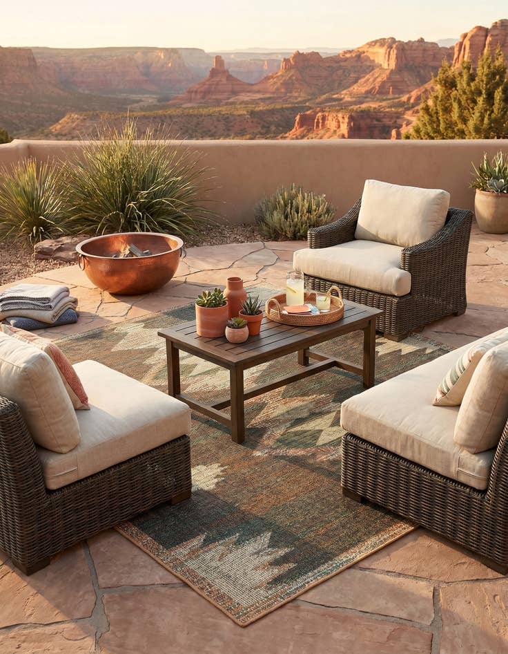 Detail image of 7' 10 x 7' 10 Easy-Clean Baja Indoor / Outdoor Square Rug