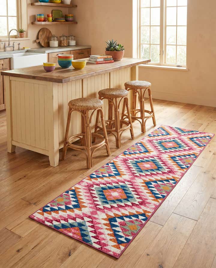 2' x 6' Easy-Clean Southwestern Indoor / Outdoor Runner Rug