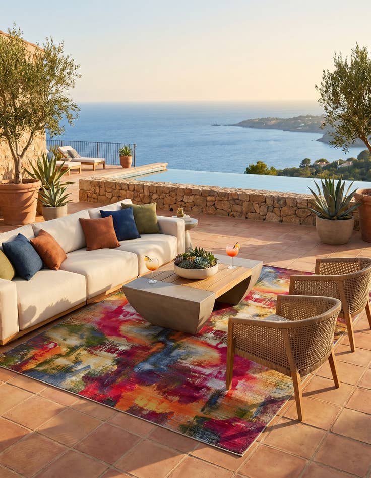 Detail image of 10' x 12' 2 Easy-Clean Modern Indoor / Outdoor Rug