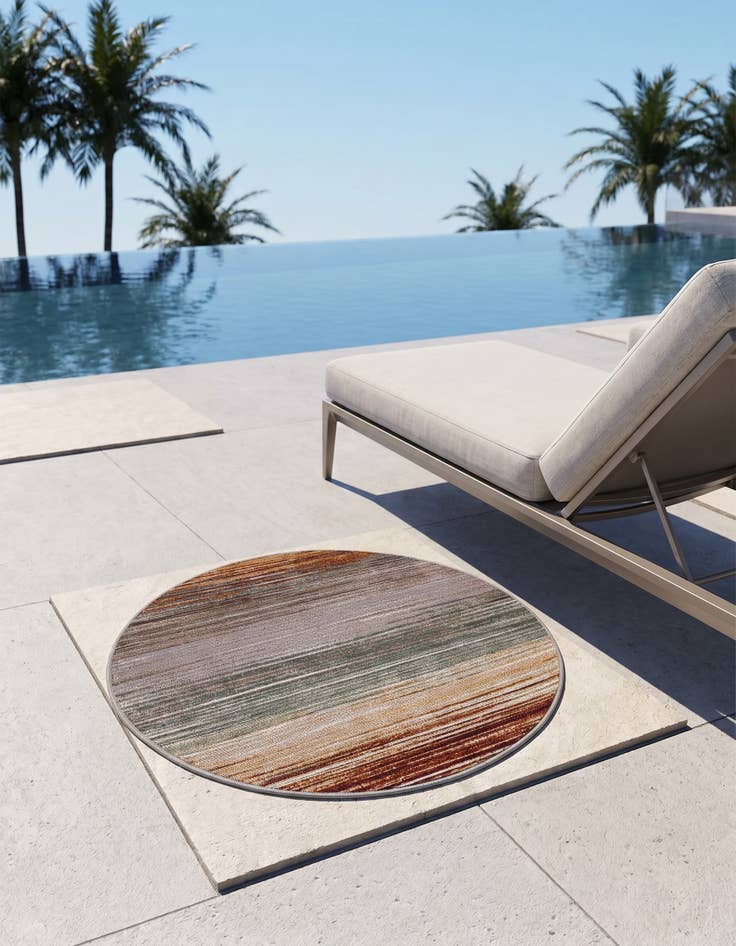 Detail image of 3' x 3' Easy-Clean Modern Indoor / Outdoor Round Rug