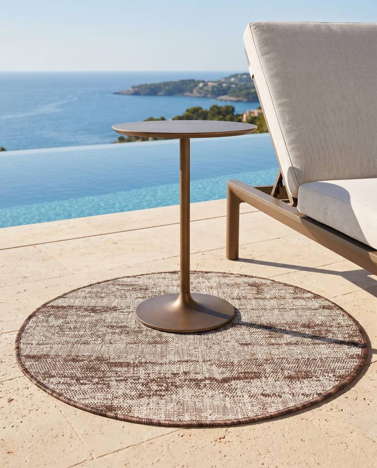 Detail image of 3' x 3' Easy-Clean Modern Indoor / Outdoor Round Rug