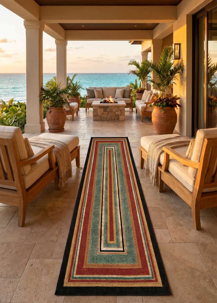 2' 7 x 10' Easy-Clean Modern Indoor / Outdoor Runner Rug