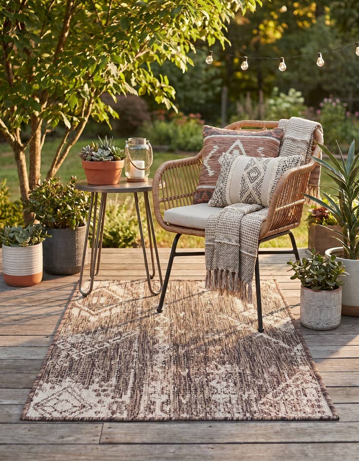 Detail image of 2' x 3' Easy-Clean Bohemian Indoor / Outdoor Rug