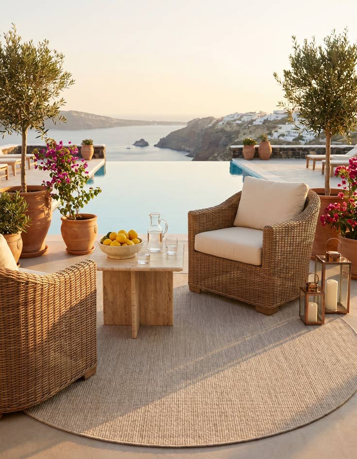 Detail image of 7' 10 x 7' 10 Easy-Clean Solid Indoor / Outdoor Round Rug