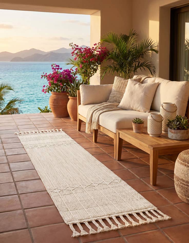 Detail image of 2' 2 x 6' 7 Easy-Clean Eco Bohemian Indoor / Outdoor Runner Rug