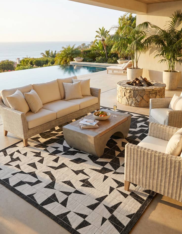 Detail image of 9' x 12' Easy-Clean Modern Indoor / Outdoor Rug