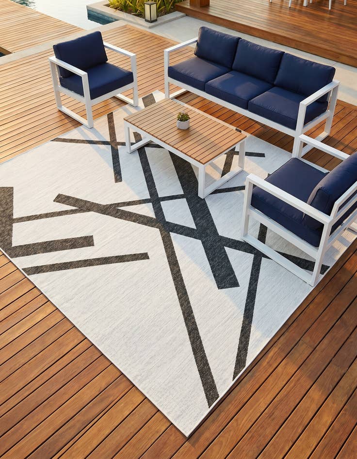 Detail image of 10' x 10' Easy-Clean Modern Indoor / Outdoor Square Rug