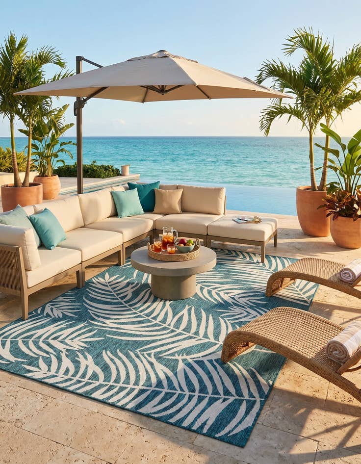 Detail image of 6' x 9' Easy-Clean Botanical Indoor / Outdoor Rug