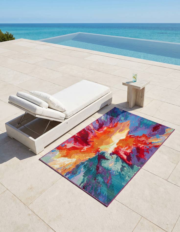 Detail image of 3' 3 x 5' 3 Easy-Clean Modern Indoor / Outdoor Rug